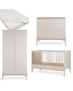 Chambre bébé Ashi : lit 70 x 140 cm + matelas + commode + armoire 2 portes