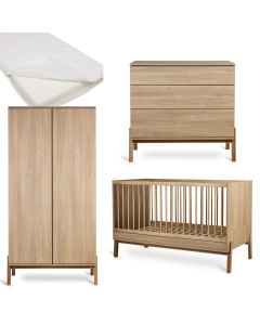Chambre bébé Ashi : lit 70 x 140 cm + matelas + commode + armoire 2 portes