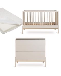 Chambre bébé Ashi : lit 70 x 140 cm + matelas + commode