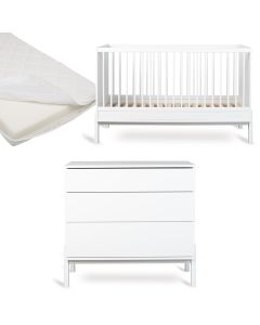 Chambre bébé Ashi : lit 70 x 140 cm + matelas + commode