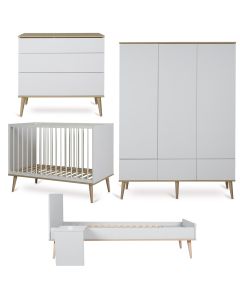 Chambre bébé Flow : lit 60 x 120 cm + commode + armoire XL 3 portes + kit Junior