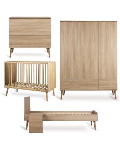 Chambre bébé Flow : lit 60 x 120 cm + commode + armoire XL 3 portes + kit Junior