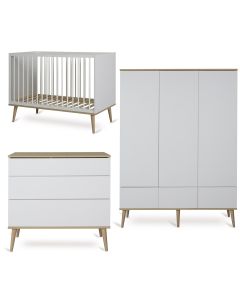 Chambre bébé Flow : lit 60 x 120 cm + commode + armoire XL 3 portes