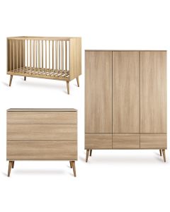 Chambre bébé Flow : lit 60 x 120 cm + commode + armoire XL 3 portes