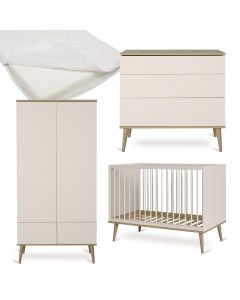 Chambre bébé Flow : lit 60 x 120 cm + matelas + commode + armoire 2 portes