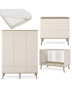 Chambre bébé Flow : lit 60 x 120 cm + matelas + commode + armoire XL 3 portes