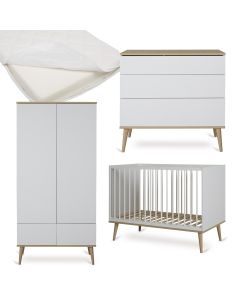 Chambre bébé Flow : lit 60 x 120 cm + matelas + commode + armoire 2 portes