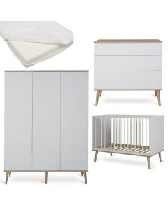 Chambre bébé Flow : lit 60 x 120 cm + matelas + commode + armoire XL 3 portes