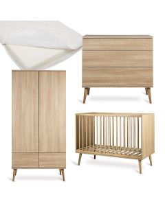 Chambre bébé Flow : lit 60 x 120 cm + matelas + commode + armoire 2 portes