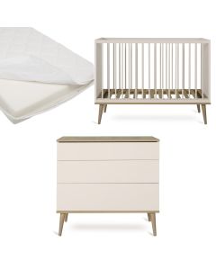 Chambre bébé Flow : lit 60 x 120 cm + matelas + commode
