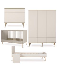 Chambre bébé Flow : lit 70 x 140 cm + commode + armoire XL 3 portes + kit Junior