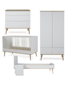 Chambre bébé Flow : lit 70 x 140 cm + commode + armoire 2 portes + kit Junior