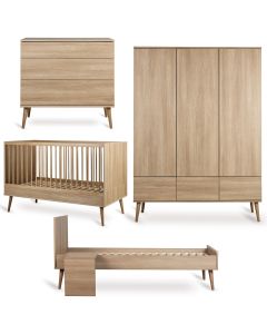 Chambre bébé Flow : lit 70 x 140 cm + commode + armoire XL 3 portes + kit Junior