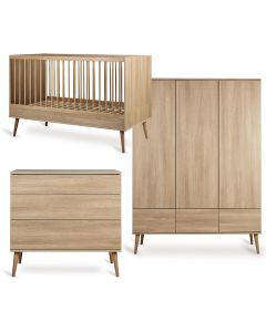 Chambre bébé Flow : lit 70 x 140 cm + commode + armoire XL 3 portes