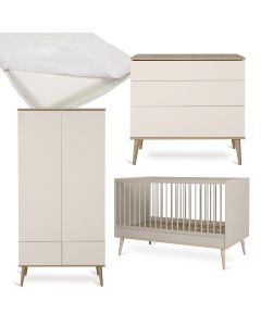 Chambre bébé Flow : lit 70 x 140 cm + matelas + commode + armoire 2 portes