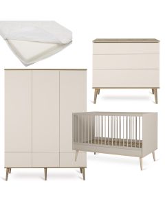 Chambre bébé Flow : lit 70 x 140 cm + matelas + commode + armoire XL 3 portes