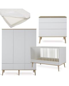 Chambre bébé Flow : lit 70 x 140 cm + matelas + commode + armoire XL 3 portes