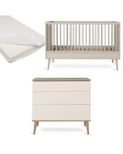 Chambre bébé Flow : lit 70 x 140 cm + matelas + commode