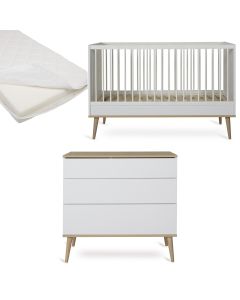 Chambre bébé Flow : lit 70 x 140 cm + matelas + commode