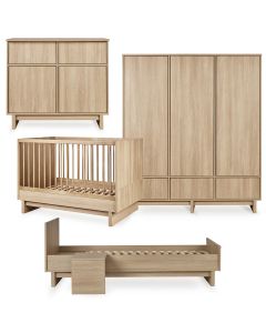 Chambre bébé Kyo : lit 70 x 120 cm + commode + armoire XL + kit Junior