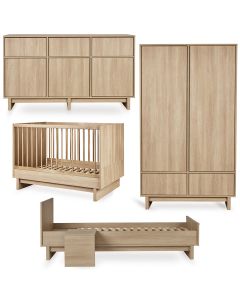 Chambre bébé Kyo : lit 70 x 120 cm + commode XL + armoire + kit Junior