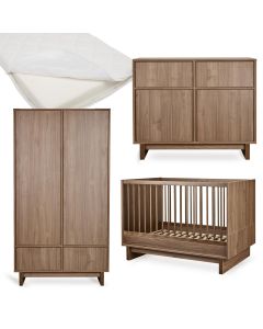 Chambre bébé Kyo : lit 70 x 120 cm + matelas + commode + armoire