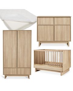Chambre bébé Kyo : lit 70 x 120 cm + matelas + commode + armoire