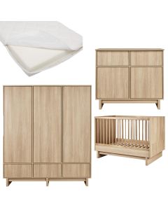 Chambre bébé Kyo : lit 70 x 120 cm + matelas + commode + armoire XL