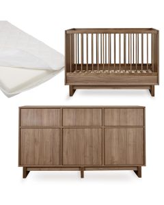 Chambre bébé Kyo : lit 70 x 120 cm + matelas + commode XL