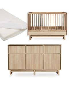 Chambre bébé Kyo : lit 70 x 120 cm + matelas + commode XL