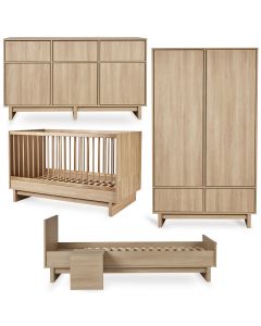 Chambre bébé Kyo : lit 70 x 140 cm + commode XL + armoire + kit Junior
