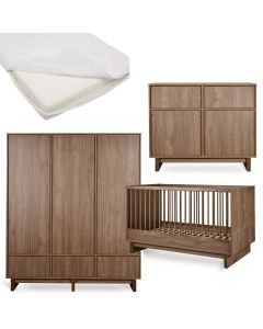 Chambre bébé Kyo : lit 70 x 140 cm + matelas + commode + armoire XL