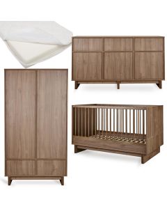 Chambre bébé Kyo : lit 70 x 140 cm + matelas + commode XL + armoire