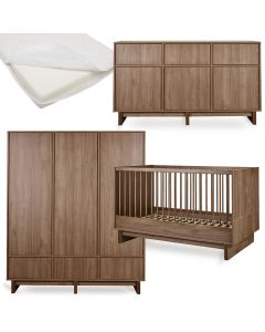 Chambre bébé Kyo : lit 70 x 140 cm + matelas + commode XL + armoire XL