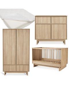 Chambre bébé Kyo : lit 70 x 140 cm + matelas + commode + armoire