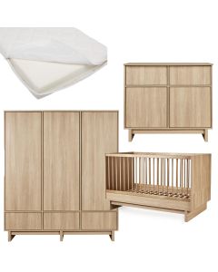 Chambre bébé Kyo : lit 70 x 140 cm + matelas + commode + armoire XL