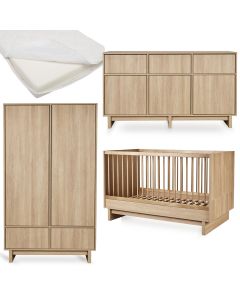 Chambre bébé Kyo : lit 70 x 140 cm + matelas + commode XL + armoire