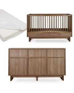 Chambre bébé Kyo : lit 70 x 140 cm + matelas + commode XL