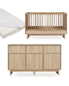 Chambre bébé Kyo : lit 70 x 140 cm + matelas + commode XL