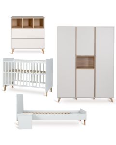 Chambre bébé Loft : lit 60 x 120 cm + commode + armoire XL 4 portes + kit Junior