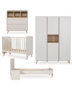 Chambre bébé Loft : lit 60 x 120 cm + commode + armoire XL 4 portes + kit Junior