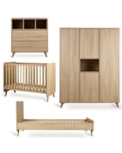 Chambre bébé Loft : lit 60 x 120 cm + commode + armoire XL 4 portes + kit Junior