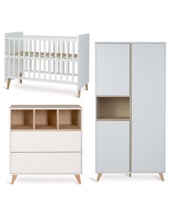 Chambre bébé Loft : lit 60 x 120 cm + commode + armoire 3 portes