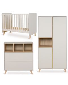 Chambre bébé Loft : lit 60 x 120 cm + commode + armoire 3 portes