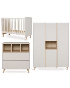 Chambre bébé Loft : lit 60 x 120 cm + commode + armoire XL 4 portes