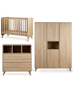 Chambre bébé Loft : lit 60 x 120 cm + commode + armoire XL 4 portes