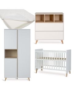Chambre bébé Loft : lit 60 x 120 cm + matelas + commode + armoire 3 portes