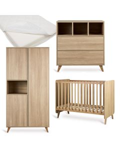 Chambre bébé Loft : lit 60 x 120 cm + matelas + commode + armoire 3 portes