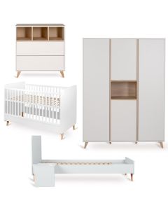 Chambre bébé Loft : lit 70 x 140 cm + commode + armoire XL 4 portes + kit Junior