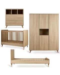 Chambre bébé Loft : lit 70 x 140 cm + commode + armoire XL 4 portes + kit Junior